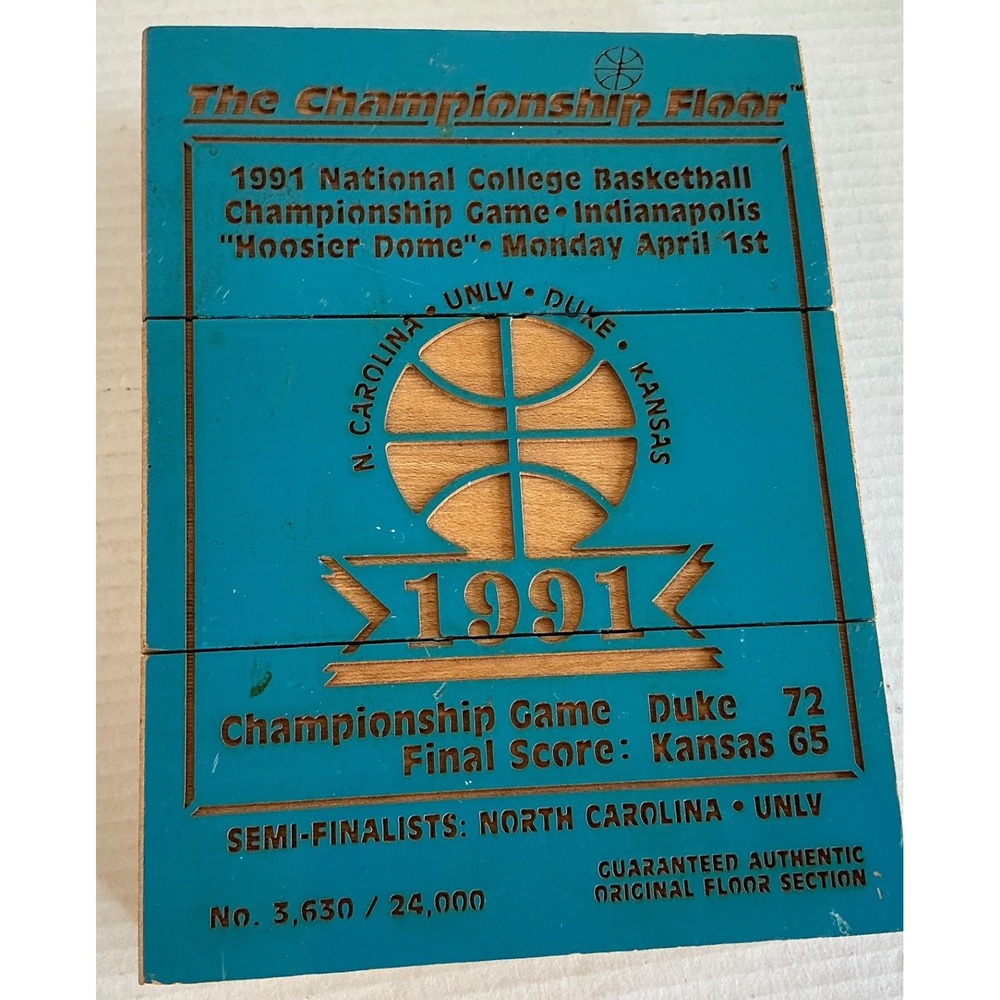 Vintage 1991 NCAA Final Four Court Floor Section Duke vs Kansas 6x4